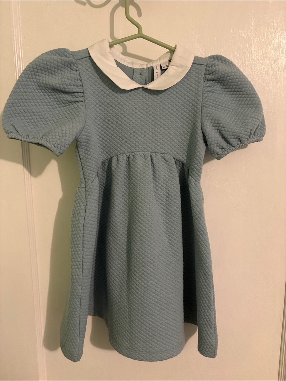 Janie and Jack Quilted Light Blue Dress with White Peter Pan Collar